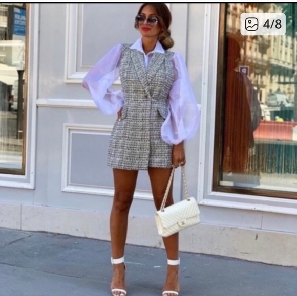 Zara Pants - Zara Black and White Tweed Romper